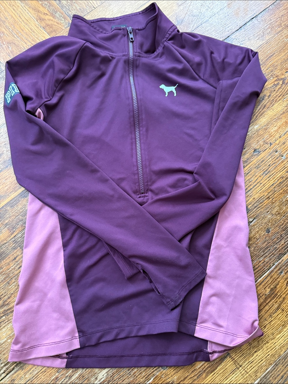 PINK Victoria's Secret Plum and Light Mauve Half-Zip Active Pullover